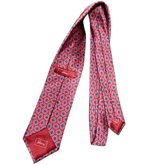 Brioni Red Floral Medallion Silk Tie – Hand Made in Italy - Picture 2 of 5